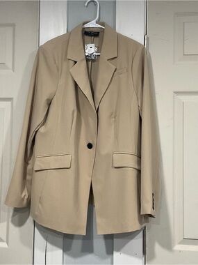 Lane Bryant Women’s Size 18 Beige Tan Stretch One Button Blazer Career Plus
